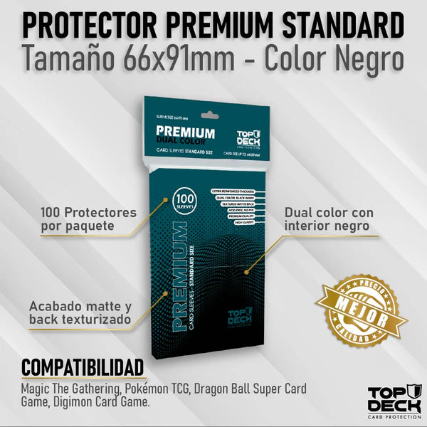 Protectores Premium  TOPDECK Standard 66x91mm color Negro (100u)