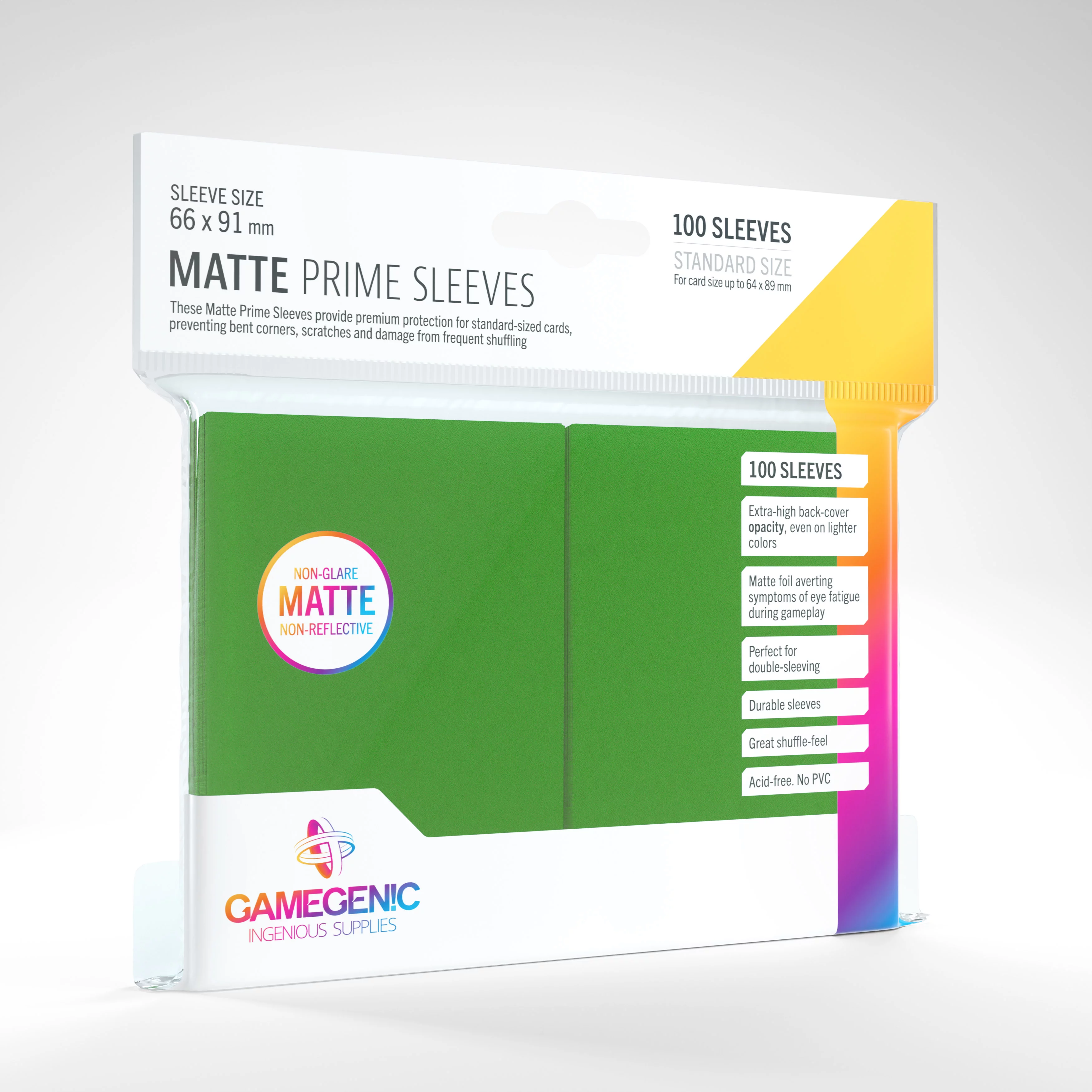 Protectores Gamegenic Matte Prime Sleeves- Verde (100 u)
